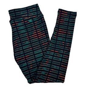 Lularoe Black Green Orange Striped Grate Pattern Tall & Curvy Leggings LLR TC